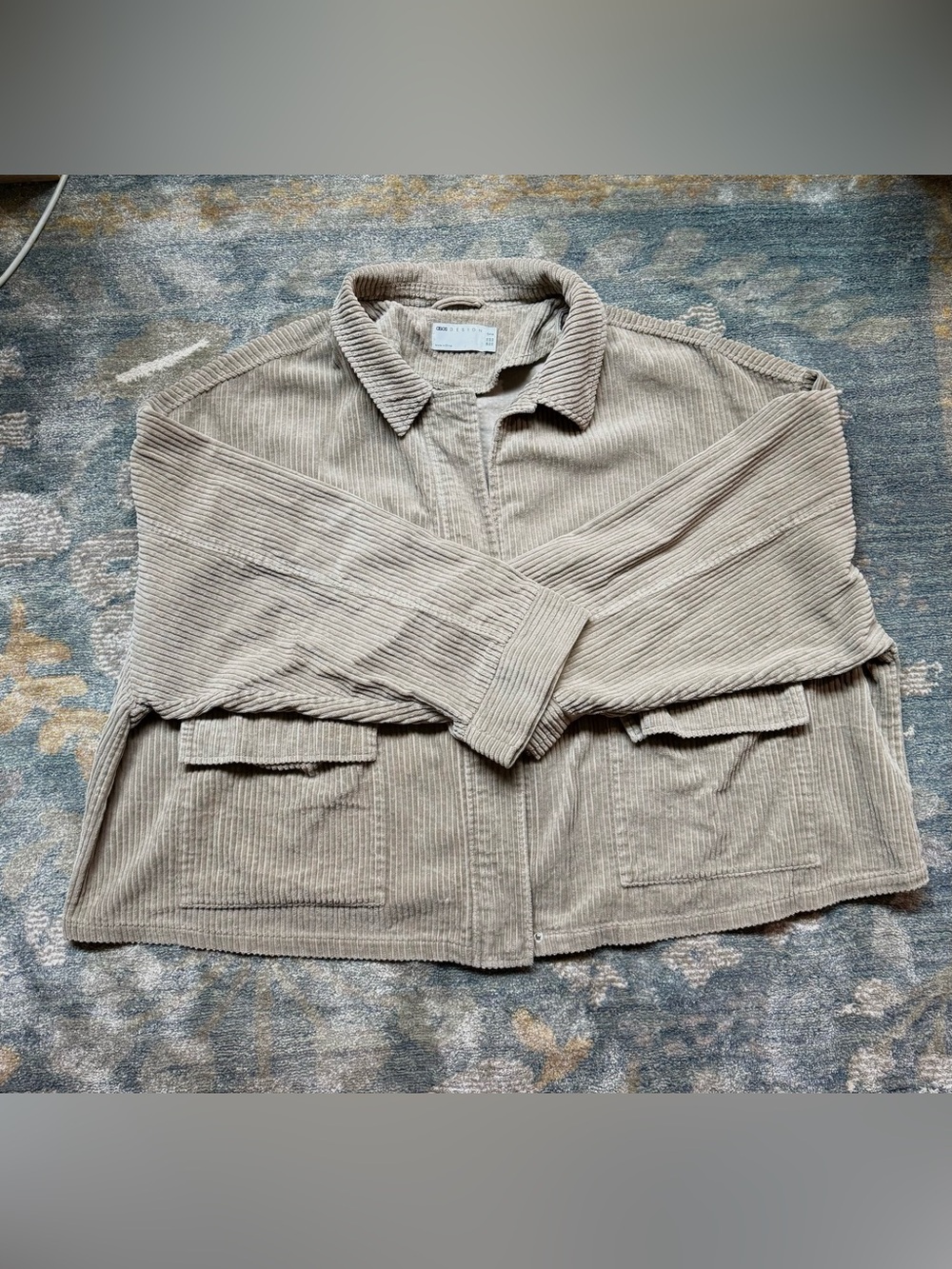 ASOS DESIGN Curve Corduroy Utility Jacket Sage Green Plus Size